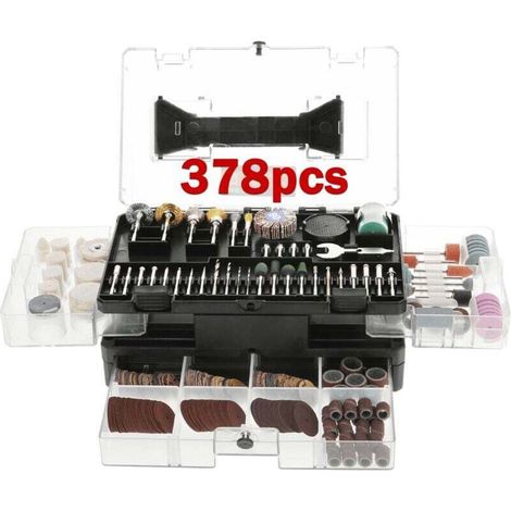 Set of 378 Universal Rotary Tool Accessories for Easy Polishing, Drilling, Grinding, Carving, and Cutting