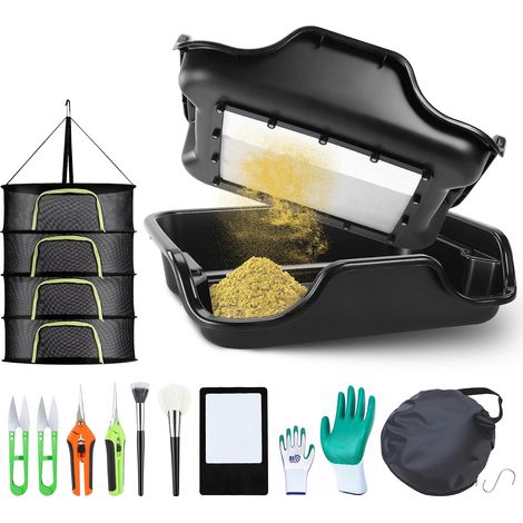 Trim Bowl, Trellis Kit with 150 Micron Garden Sieve, Ergonomic Cutting Tray, Contains 4 Pairs of Scissors, 2 Antistatic Brushes, Card Magnifier, Net (1/5)