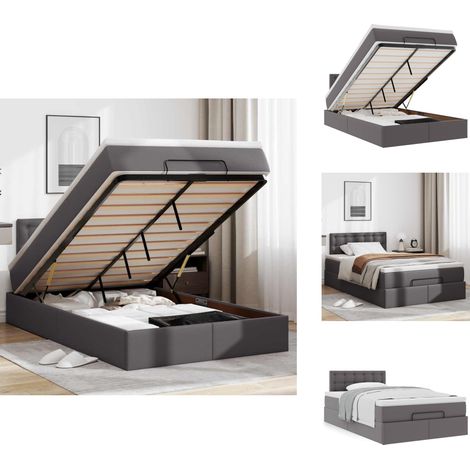 Cadre de lit ottoman avec matelas gris 120x190 cm similicuir - Cadre De Lit Ottoman - Cadres De Lit Ottoman - Cadre De Lit - Cadre De Lit Avec Rangement (1/5)