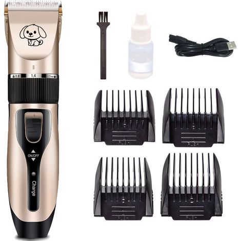 Tondeuse pour chien, kit de toilettage sans fil rechargeable par USB, tondeuse électrique pour animaux, ciseaux pour chiens et chats, silencieux, lavable, lot de 2-AquaForge (1/4)
