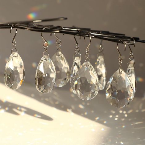 Guirlande De Perles En Cristal - Décoration Arbre De Noël Et Lustre - Forme Goutte D'eau Transparente - 10 Pièces (1/5)