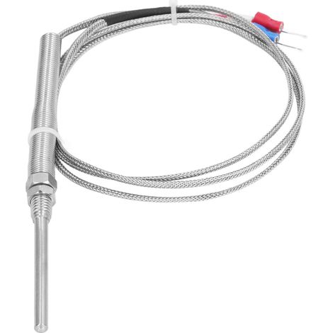 Sonde thermocouple type K en acier inoxydable 304, capteur de température 5x50mm M8, câble isolé 1m, pour mesure industrielle précise. (1/5)