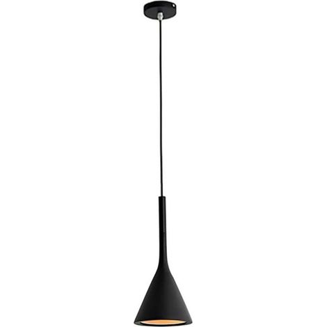 Luminaire Suspendu Moderne Macaron Plafonnier Suspendu E27 Éclairage Suspendu Simple en Aluminium pour îlot de Cuisine Salon Chambre Noir (1/5)