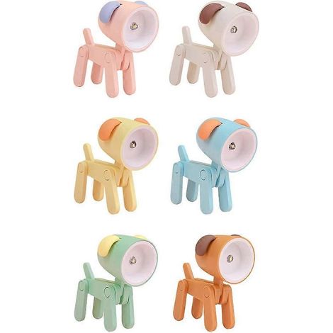 Lot de 6 mini veilleuses pour enfants, adorables petites lampes en forme de chien, lampes de lecture portables pour étudier le soir ou voyager. (1/5)