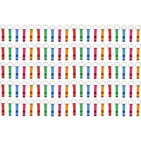 100 décapsuleurs porte-clés en alliage d'aluminium multicolore, anneau de canette, ouvre-bouteille de poche pour boissons gazeuses (1/5)