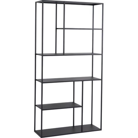 Scaffale design temporale soggiorno camera da letto mobile portaoggetti autoportante acciaio 188 x 90 x 30 cm nero 030011157