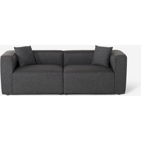 Sofá de 3 plazas modular de tela moderno para el salón Neko - Gris Oscuro