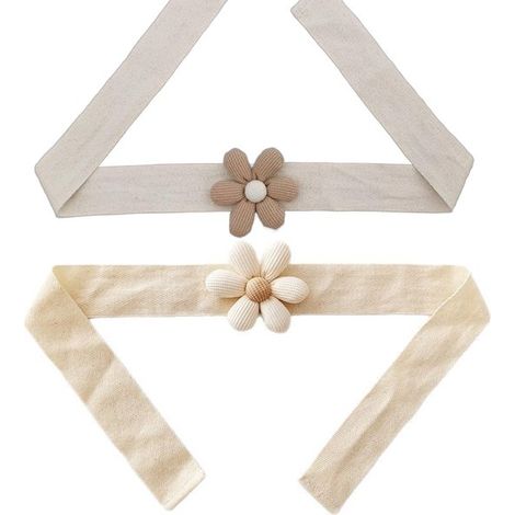 Lot de 2 cordons de rideaux - Attaches de rideaux - Décoration d'intérieur - Cordon de traction pour rideaux - Attaches de rideaux - Pétales de Fleurs - Blanc cassé, kaki - Sangle en coton (1/4)