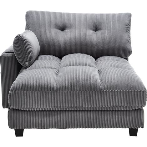 Relaxsessel aus Cordstoff in Grau mit Becherhalter, Seitentaschen und USB-Anschluss (1/5)