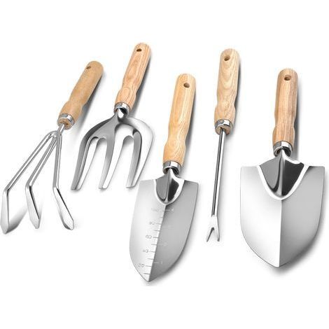 Lot 5 outils jardin inox kit plantation main robuste durable (1/5)