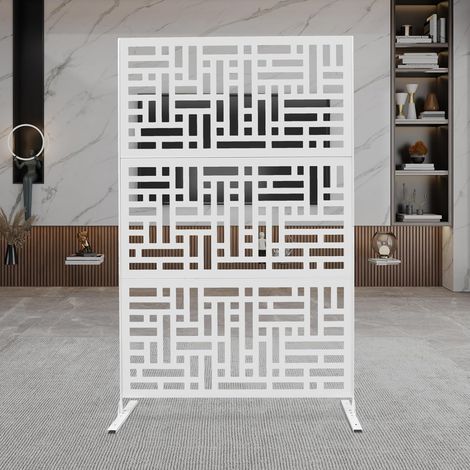 Paravent Raumteiler Metall Sichtschutz für Innen und Garten, freistehender dekorativer Trennwand mit Ständer für Balkon, Terrasse, Whirlpool, Raumtrenner, 120x40x190cm (1/5)