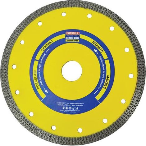 Faithfull FAIDB180CRP Porcelain Diamond Blade 180 x 25.4mm for Cutting Porcelain and Ceramic Tiles (1/2)