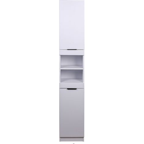 Mobile a Colonna Bianco Armadietto Salvaspazio Stretto Libreria Bagno 32x34x188cm (1/5)