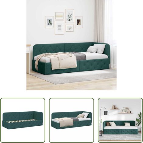 vidaXL Stoffbett - Eckbettgestell Dunkelgrün 80 x 200 cm Stoff (1/5)