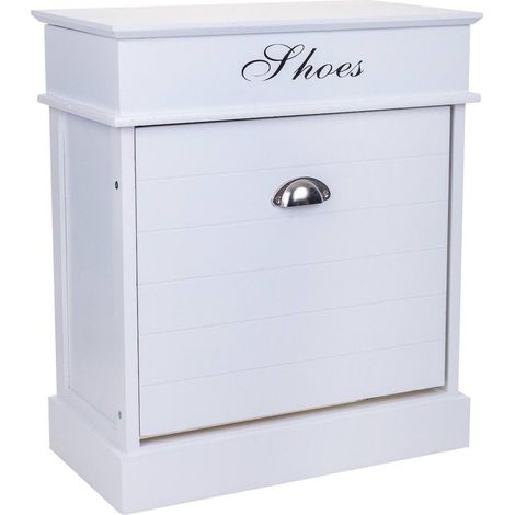 Meuble à chaussures blanc élégant en bois pour entrée ordonnée - blanc bois clair élégant (1/5)
