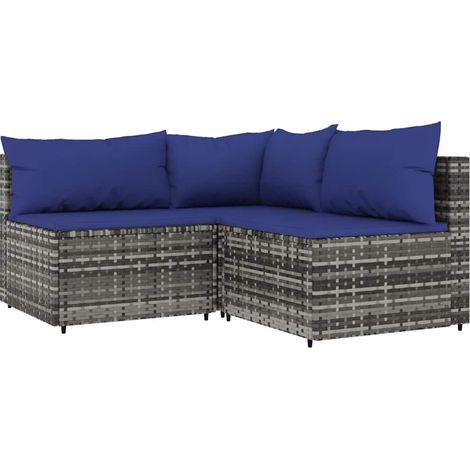 Salon de jardin 3 pcs Contemporain, Ensemble repas de jardin, avec coussins Gris Résine tressée OIB3187E (1/5)