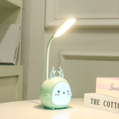 Lámpara de lectura plegable con forma de ciervo, LED recargable, protección ocular, luz nocturna, habitación de estudiante, azul cervatillo (1/5)