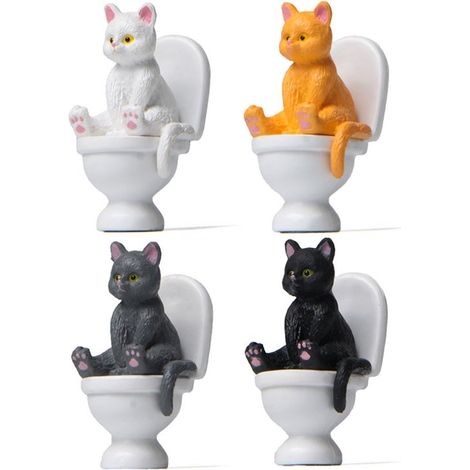 4 oggetti decorativi, design d'interni, statuetta di lettiera per gatti, decorazione da scrivania (1/5)