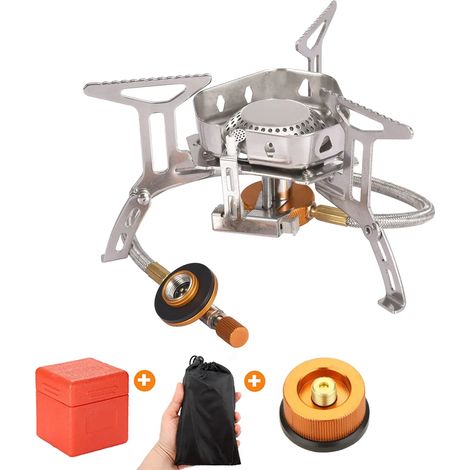 Réchaud à gaz de camping coupe-vent, puissant et pliable, pour pique-nique et randonnée. Cuisinière à gaz portable et pliable. (1/5)