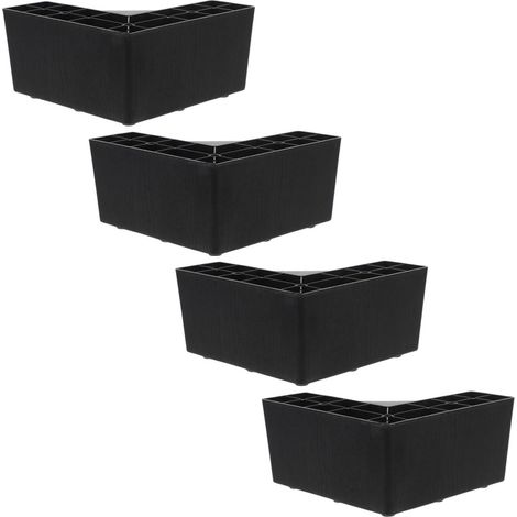 4 Pièces Pied de Meuble en Plastique Noir de L pour Réhausseur de Canapé et Armoire, Léger et Robuste, pour Créer Plus D'espace de Rangement (1/5)