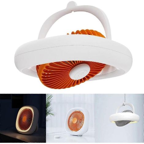 Hängender Deckenventilator mit Fernbedienung, 4000-mAh-Akku und integrierter LED-Leuchte für Büro, Schlafzimmer oder Studentenzimmer (1/5)