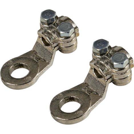 Set 2 pz capicorda di potenza in ottone nichelato, con fissaggio cavo a piastrina - Sezione 35 mm², foro 10 mm (1/3)