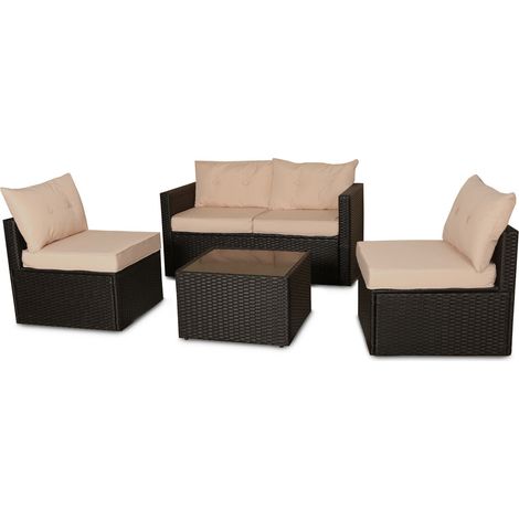 Sofa Ulibarri + 2 Sillones + Mesa de Ratan PE. Muebles de Jardin y Terraza, Ratan Marron