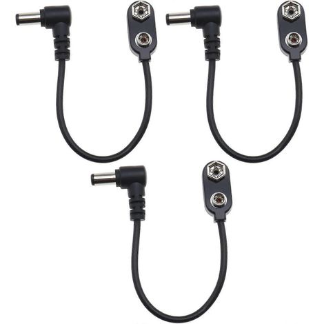 Lot de 3 câbles convertisseurs à pince pour pile 9V, connecteurs mâles 5,5 mm et 2,1 mm, pour pédale d'effet de guitare. (1/5)
