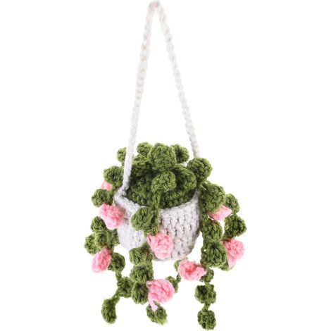Panier suspendu au crochet pour voiture avec fleurs roses (1/5)
