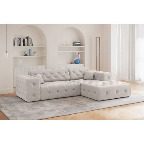 Ecksofa Designersofa CHANTAL in Stoff Moly Creme Ottomane Rechts (1/5)