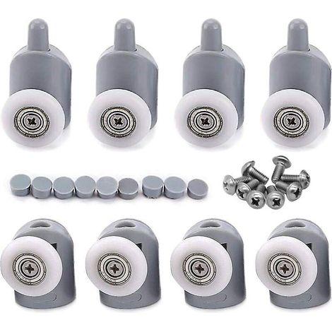 8 Pcs 23mm Galet Rouleau Roulette Roue Pour Porte De Douche, Roulettes Coulissantes Porte Salle De Bain (1/5)
