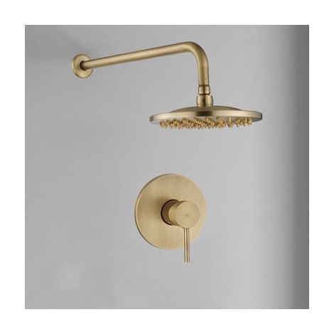 JinYuZe Brass Shower Head, Rainfall Waterfall Shower Head, 20cm Wall Mounted Concealed Rain Shower System, Antique Brass MUMU (1/4)