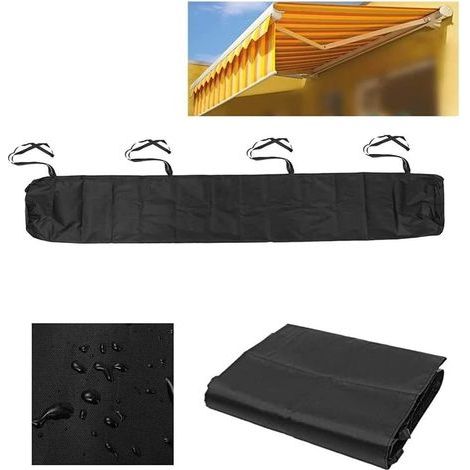 Housse de Auvent Jardin Protection, BâChe Sac de Rangement Oxford Contre Les UV Anti-poussière étanche Contre la Neige et la Pluie en Hiver, pour Canopy Shelter De Terrasse Meubles (Noir, 2M) (1/5)