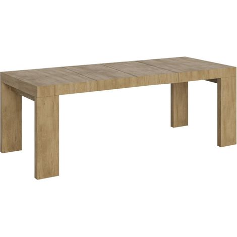 Table à manger extensible bois Ribo 2 rallonges épaisses 180 à 284 cm 4 pieds-Naturel-4 pieds-2 rallonges épaisses-180 à 284 cm (1/5)