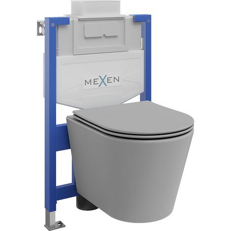 Mexen Rico conjunto empotrado WC bastidor Fenix XS-U con taza WC y asiento de cierre suave, gris claro mate - 68530724061 (1/3)