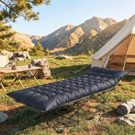 Esterilla de Camping Plegable Portátil con Correas Antideslizante para Cama de Camping Tienda Viajes Gris Oscuro (1/5)