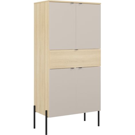 Estantería Levtenu 120, Roble + Cachemira, Con cajones, Con puertas, Cerrable, Aglomerado laminado, Número de puertas: 0, Número de cajones: 0, 150x70x40cm (1/3)