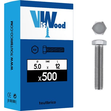 Vis tête hexagonale acier zingué filetage total - VISWOOD - 933885012