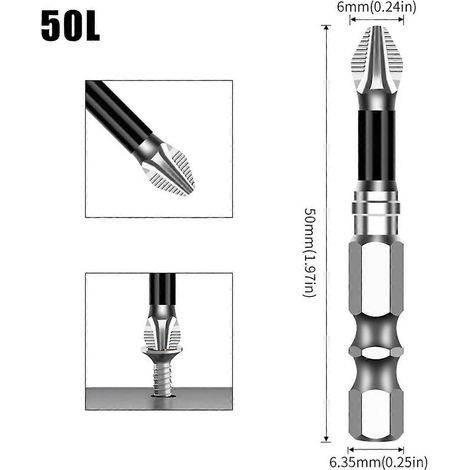 Set mit 10 50-mm-Schraubendreherbits mit magnetischen Schlagspitzen