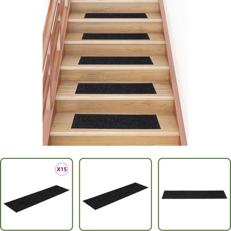 vidaXL Selbstklebend - Stufenmatten Selbstklebend 15 Stk. 76x20 cm Schwarz Rechteckig (1/5)