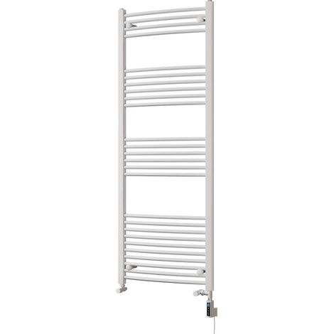 Zennor - White Dual Fuel Towel Rail H1600mm x W600mm Thermostatic WIFI - Curved (1/3)