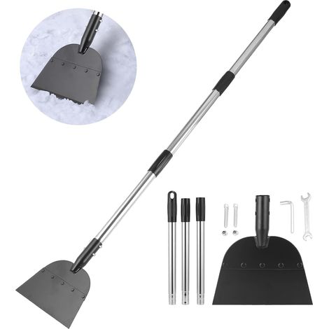 Schneeschaufel, Manganstahl Metall Schneeschaufel Flachschaufel mit verstellbarem Griff Gartengeräte zum Entfernen von Unkraut und Moos von Rasenkanten (1/5)