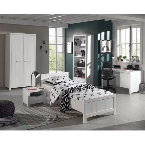 GASTON - Lit 90x200cm + Chevet + Armoire 2P + Pack Bureau (1/5)
