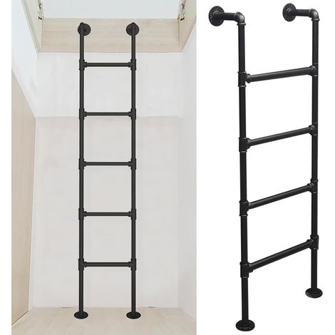 Échelle de Secours Murale en métal pour sous-Sol, échelle de Secours Industrielle en Fer pour escalier d'escalade intérieur et extérieur (160 cm/63 Pouces) (1/5)
