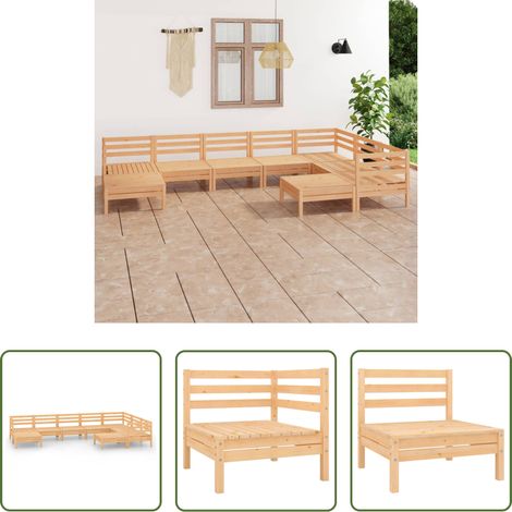 Holzsofa - 9-tlg. Garten-Lounge-Set Massivholz Kiefer (1/5)