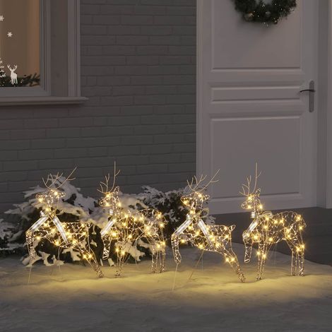 LED Rentiere mit 80 LEDs 4 pcs Gold PET