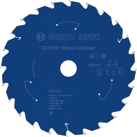 Bosch EXPERT Wood cordless Circular Saw Blade 165 x 1.5/1 x 20 mm T24 2608902149 (1/4)