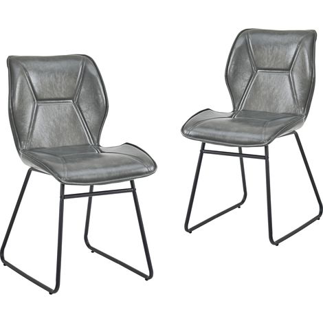 Set di 2 sedie da pranzo imbottite in similpelle con struttura in metallo grigio MODENUIT (1/4)
