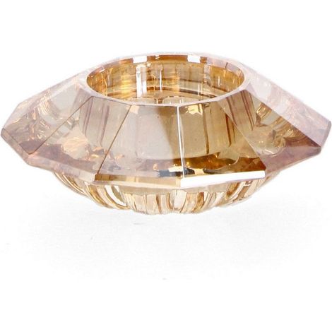 Bizzotto Porta Tealight 1P Eldrid H 3,3 Cm D 9 Cm Vetro Ambra
