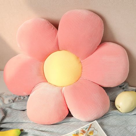 Coussin en forme de fleur - coussin d'assise - coussins décoratifs - coussin décoratif - coussin d'assise - 50 cm - rose et jaune (1/5)